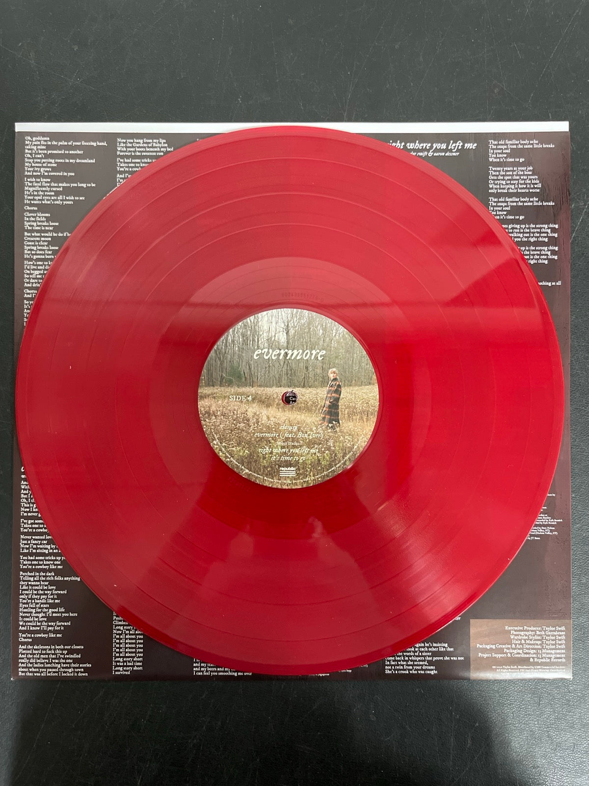 VINYL_2D - Taylor Swift - Evermore LE Translucent Red Etched Vinyl USED NOT TESTED