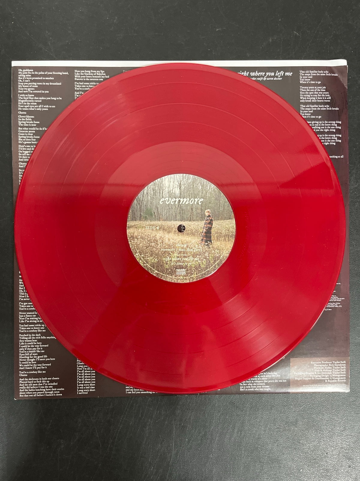VINYL_2D - Taylor Swift - Evermore LE Translucent Red Etched Vinyl USED NOT TESTED