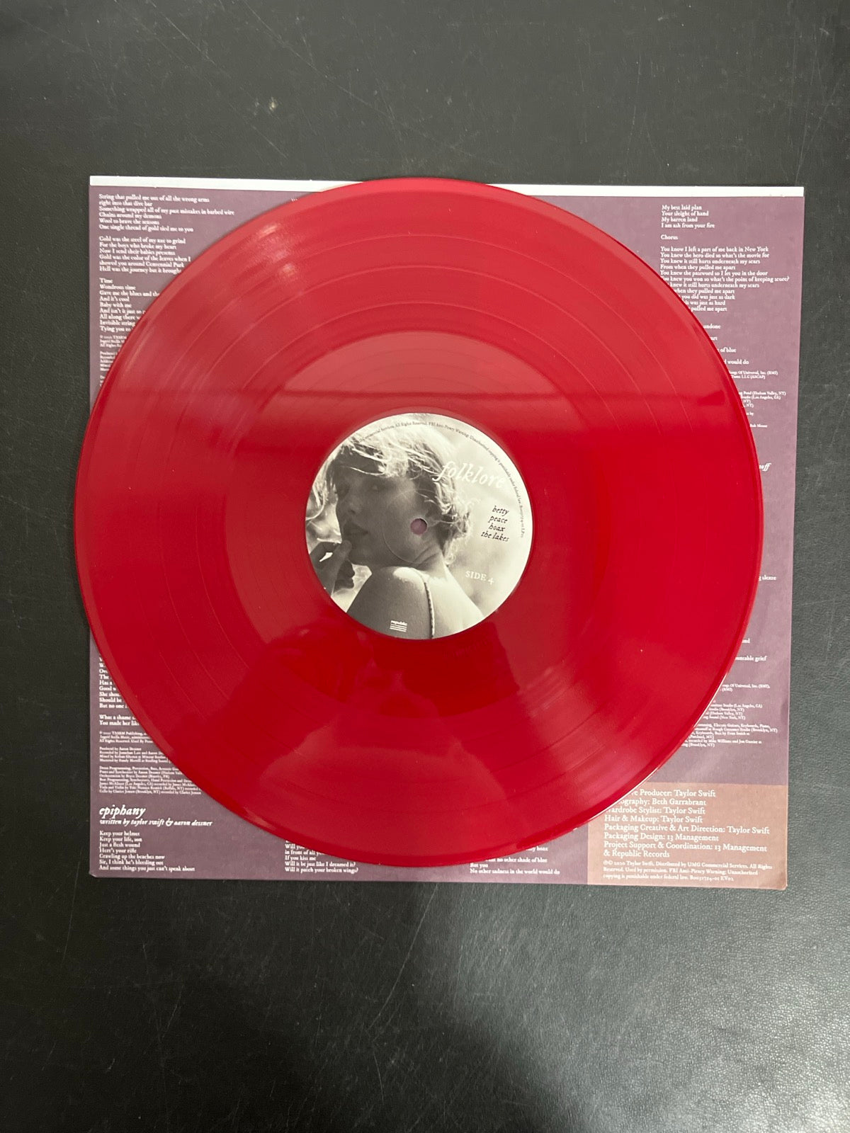 VINYL_2D - Taylor Swift - Folklore LE Red Etched Vinyl USED NOT TESTED