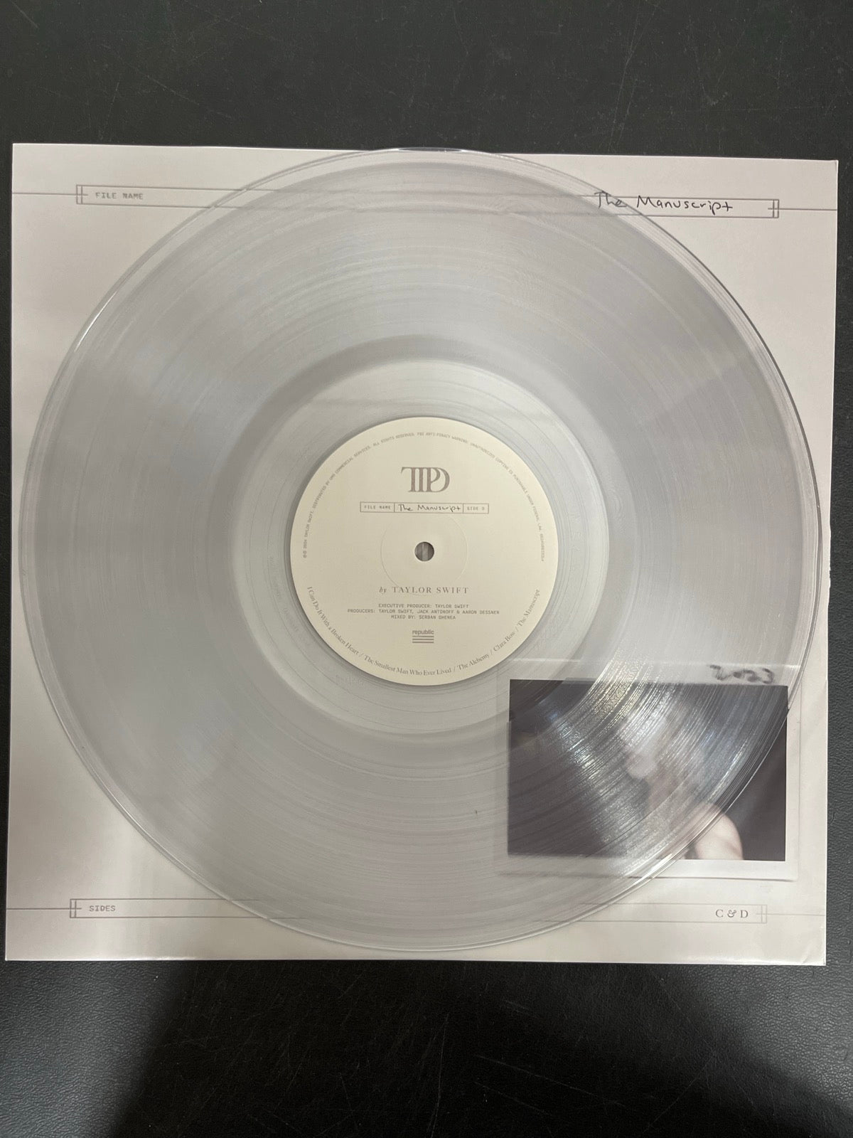 VINYL_2D - Taylor Swift - The Tortured ... LE Clear Vinyl USED NOT TESTED