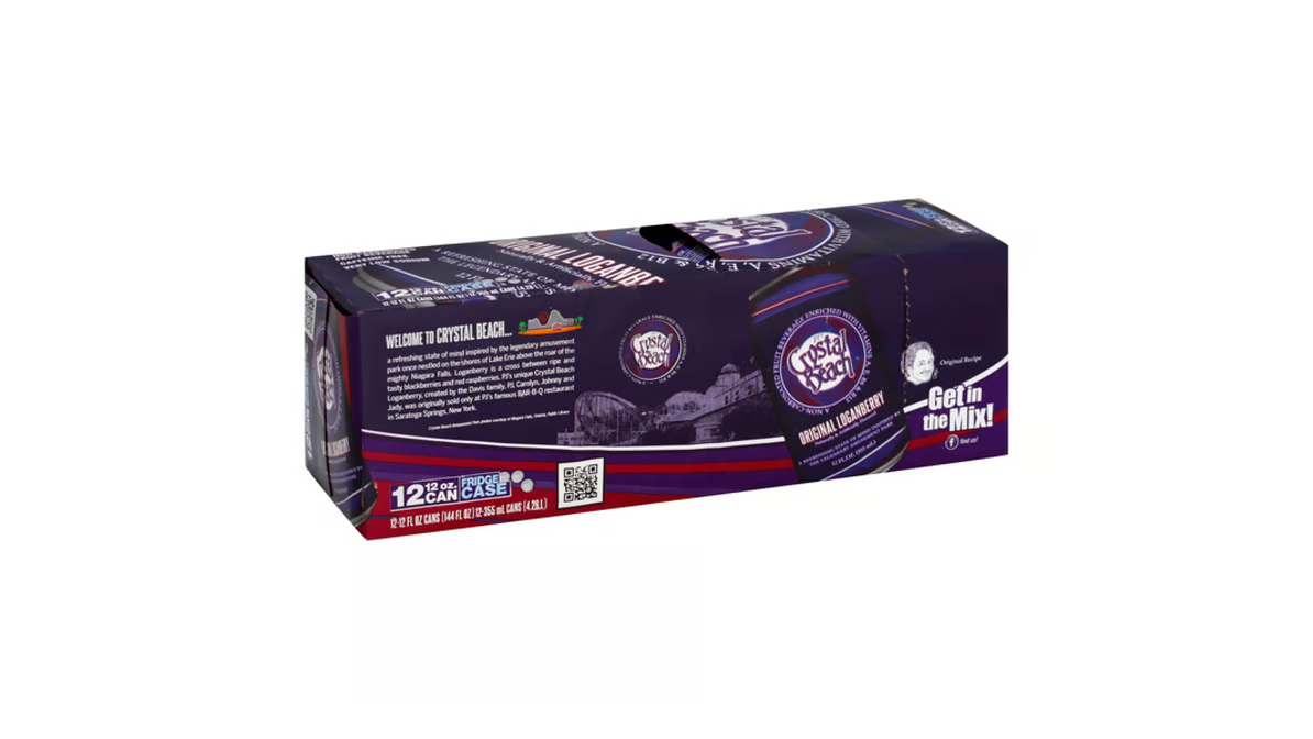 Crystal Beach Loganberry Drink 12 pack of 12oz cans